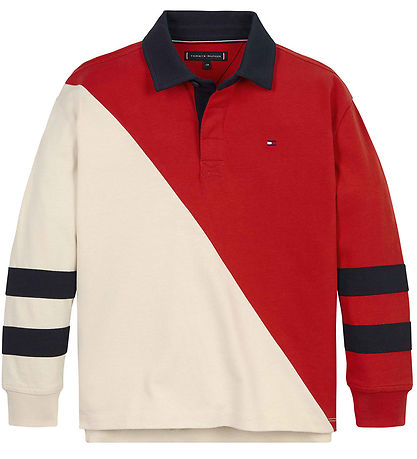 Tommy Hilfiger Polobluse - Colorblock Rugby - R?d/Hvid