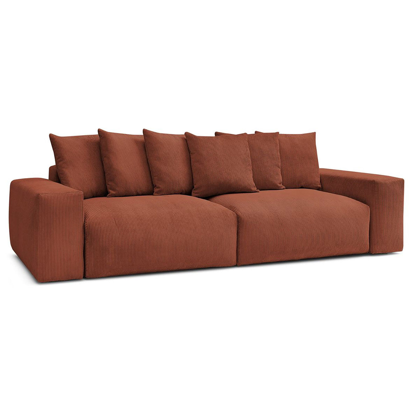 Bobochic Canapé 4 places moelleux voltaire velours côtelé orange - 320x124x75 cm