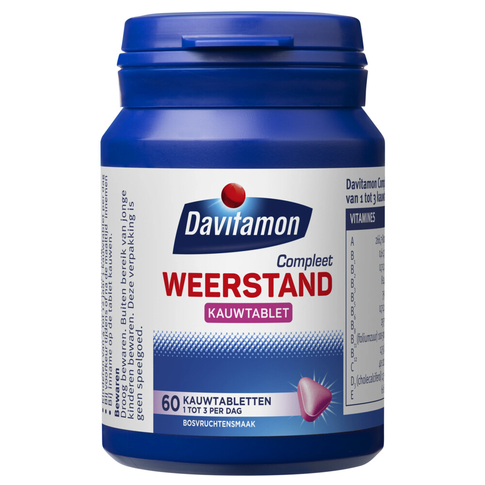 2x Davitamon Compleet Weerstand Hoog Gedoseerd Bosvruchten50 kauwtabletten
