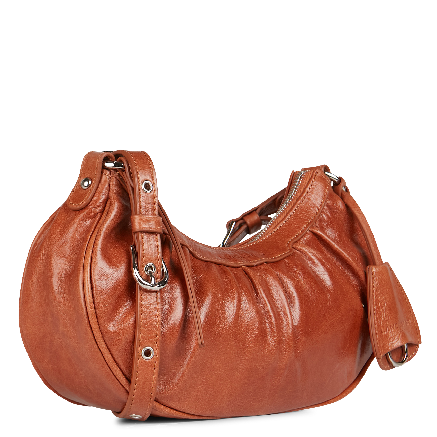 RETRO & GLAM - Sac demi-lune en cuir | Marron