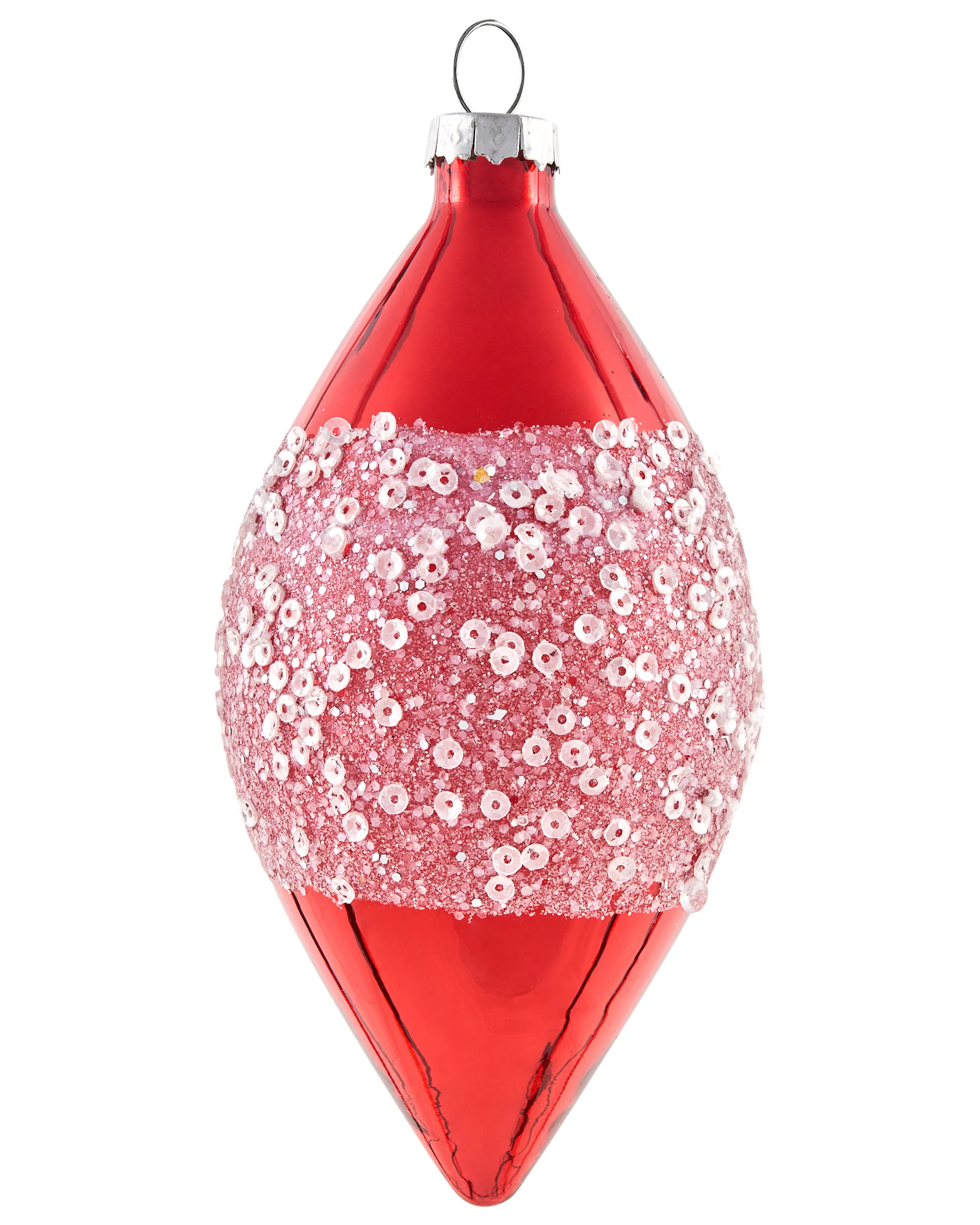 Set van 50 kerstballen SNOWFLAKE Glas Rood/wit
