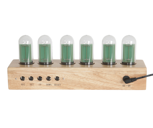 Table clock Cathode oak wood base