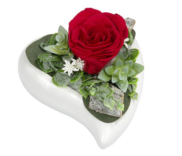 Dehner Keramik-Herz mit Longlife-Rose Cindy,