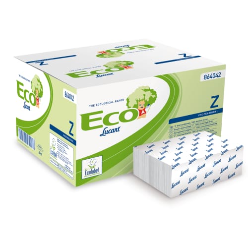 Essuie-mains plié blanc 2 plis 32 x 22,5 cm certifié Ecolabel Lucart