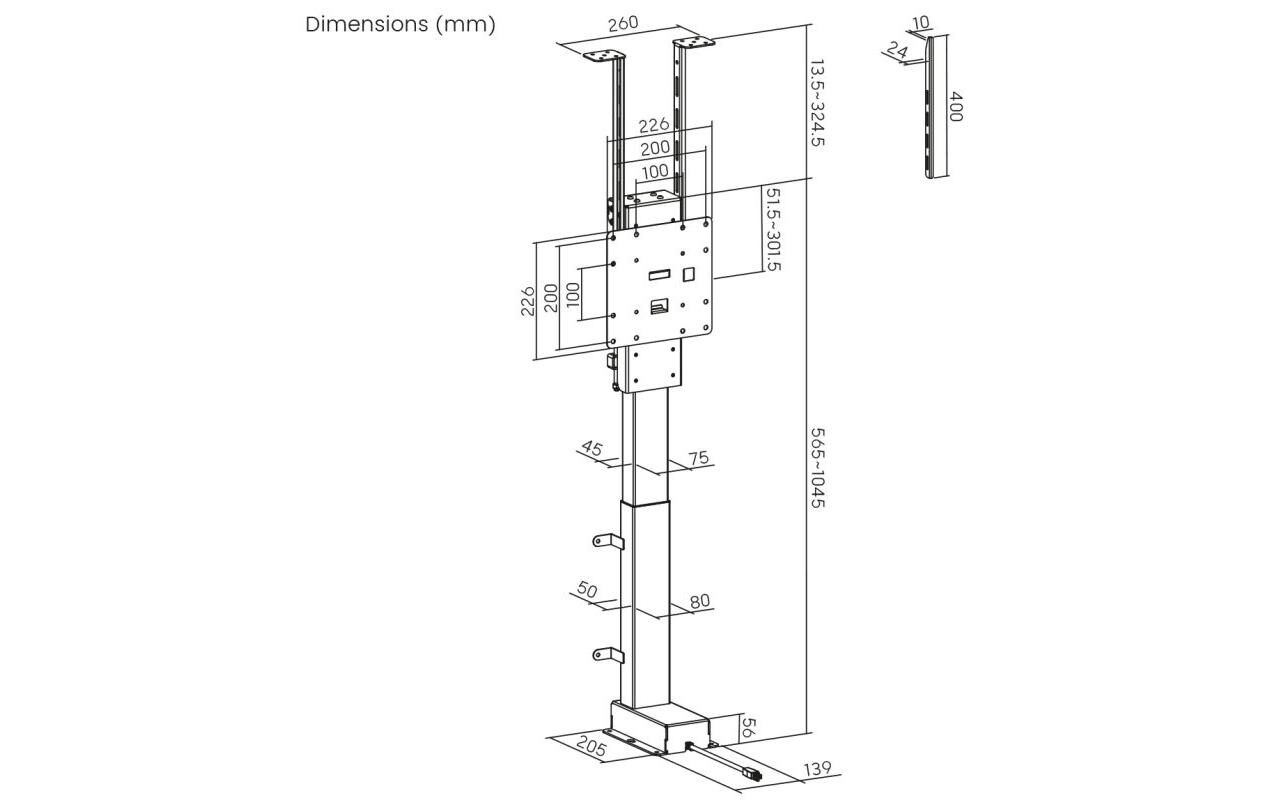 TV-Lift HP 66 L max. 45 kg<br>TV-Einbaulift für 17-32 Zoll Fernseher zum Rauffahren oder Runterlassen