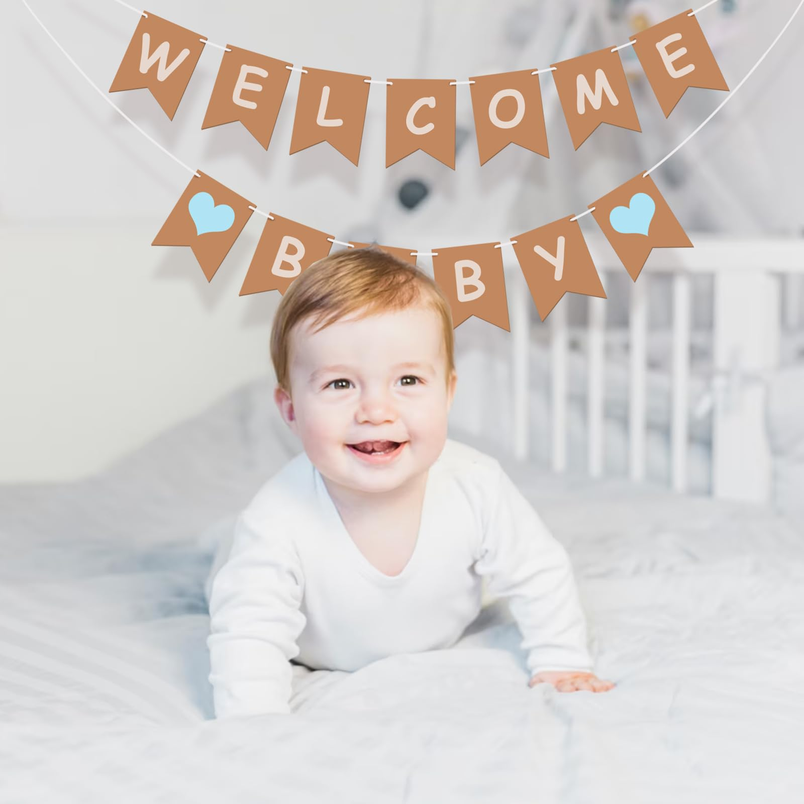 (485cm) Baby Shower Girlande Welcome Baby Gender Reveal Party Dekoration - Blau