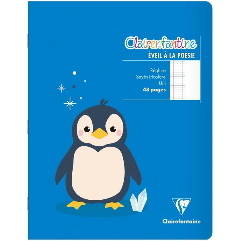 Cahier de poésie piqué Clairenfantine 17x22cm 48p grands carreaux + uni Couleur aléatoire - Assortis