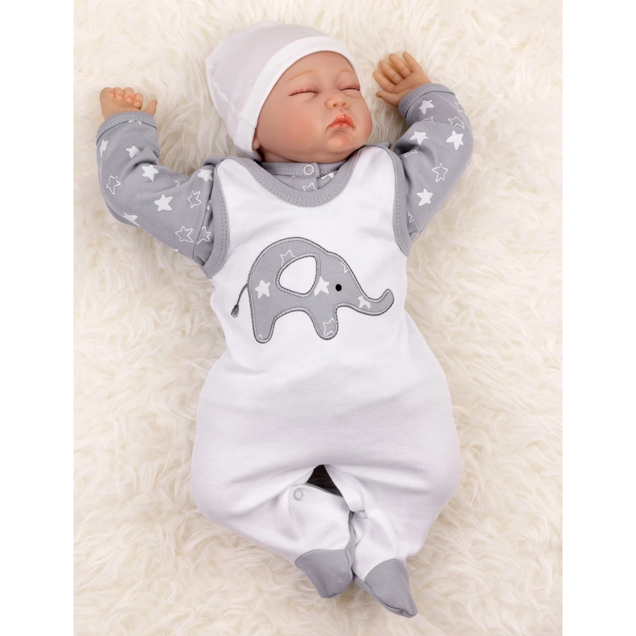 Baby Sweets 2tlg Set Strampler + Shirt Little Elephant weiß grau
