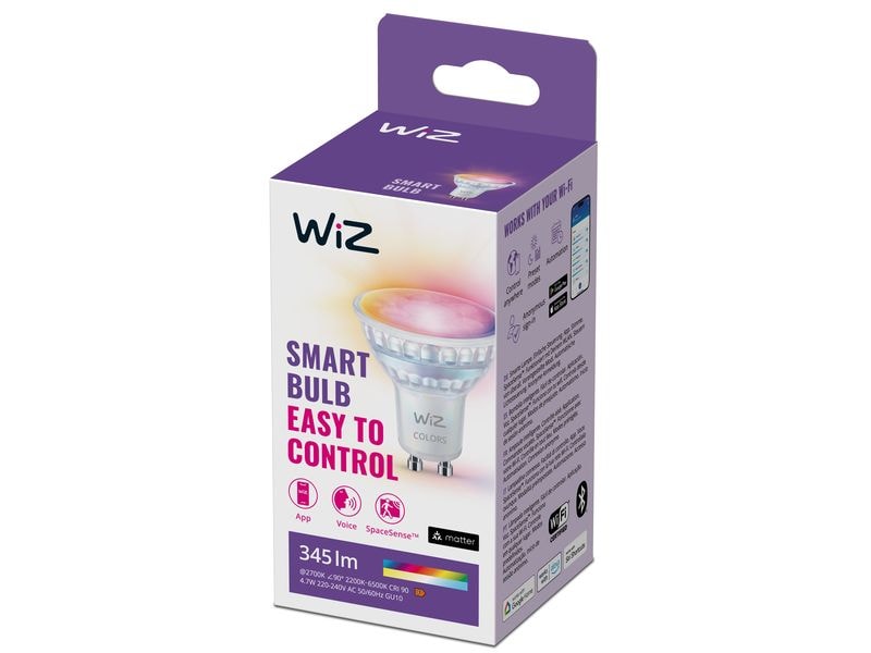 WiZ Leuchtmittel 4.9W (50W) GU10 MR16 Tunable White&Color Smartes Leuchtmittel, steuerbar über Matter, WLAN