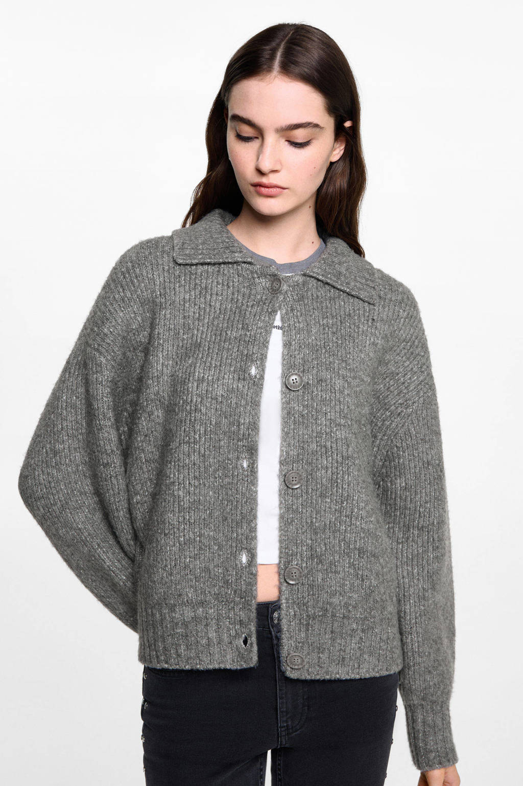 MANGO TEEN vest grijs gebreid
