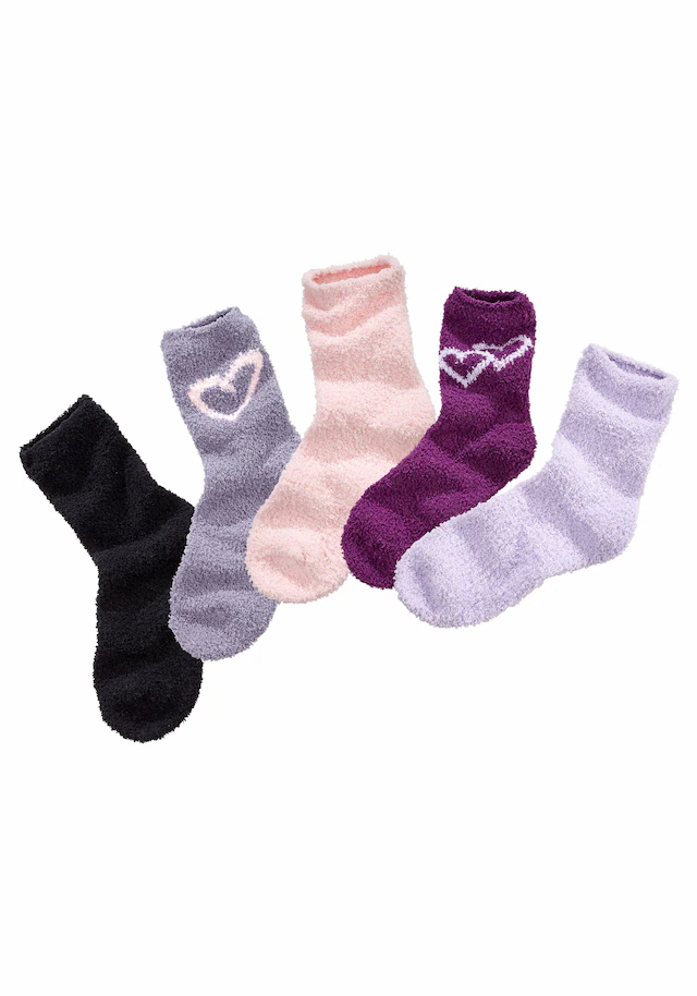 Lavana Kuschelsocken Packung, 5 Stk. tlg. mit Herzen am Bund