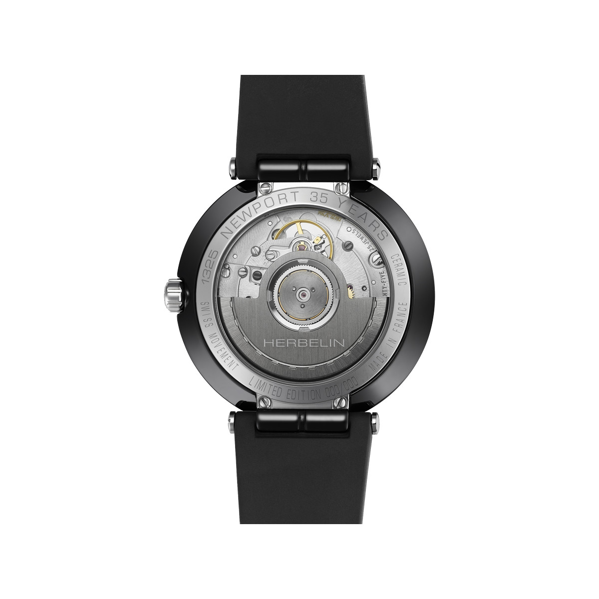 Montre MICHEL HERBELIN Newport femme automatique, bracelet silicone noir
