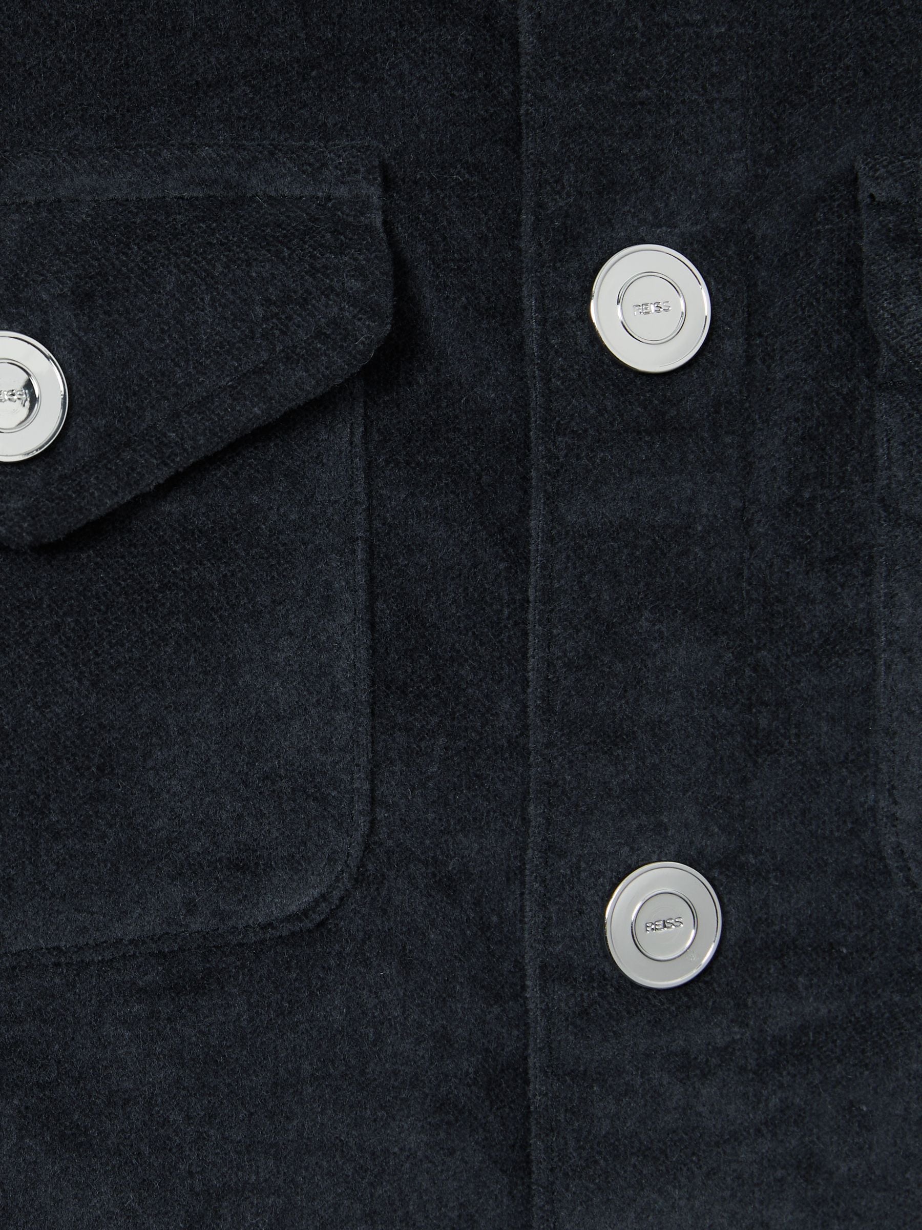 Reiss Vendetta Velvet Press-Stud Overshirt