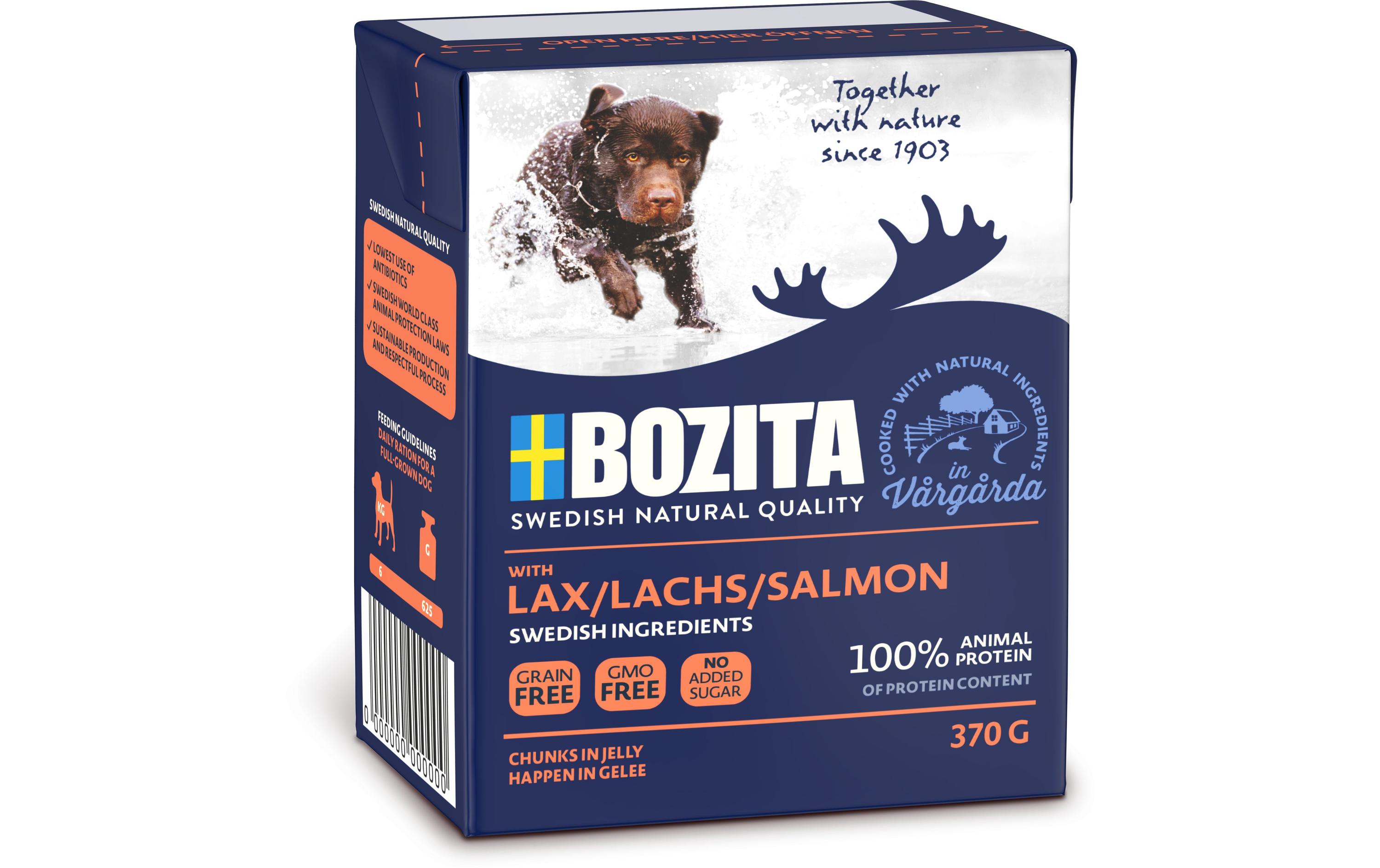 Nassfutter Häppchen in Gelée Lachs, 6 x 370 gAlleinfuttermittel für ausgewachsene Hunde