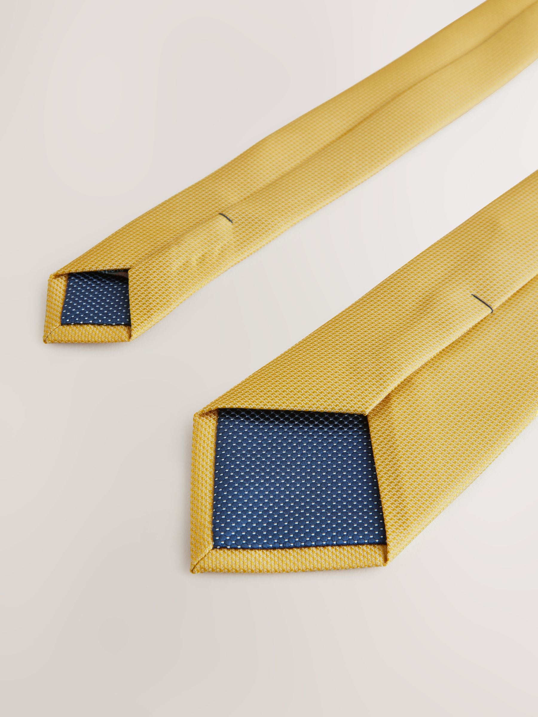 Mosterdgeel - Smal - Stropdas met textuur