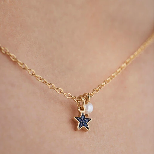 Colar TOUS New Motif com banho de ouro 18k sobre prata e estrela de safira