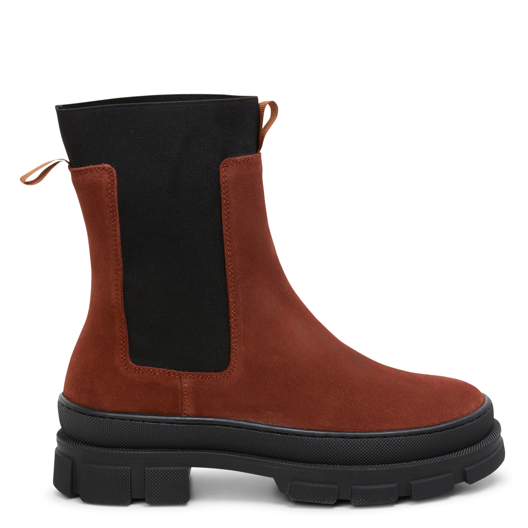 Bottines crantées en cuir velours | Orange