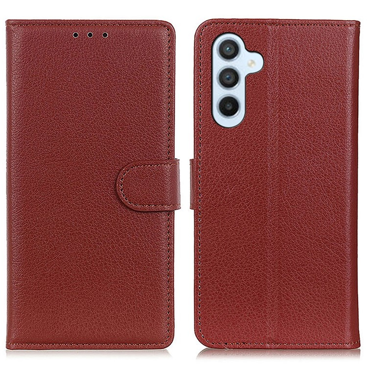 Samsung Galaxy A36 Leder Tasche Flip Cover Litchi Look - Braun