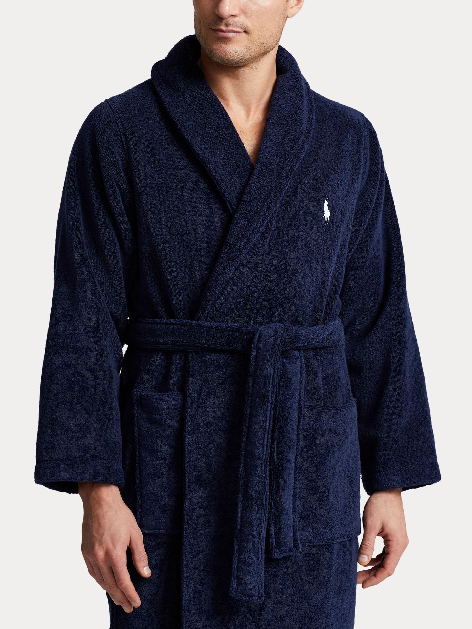 Marineblauw - Polo Ralph Lauren badjas met sjaalkraag