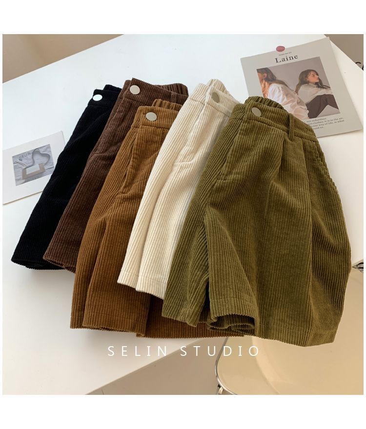 deersweeti - Effen corduroy shorts met elastische taille