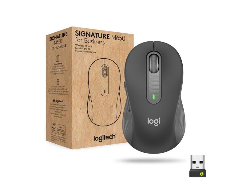 Logitech Maus Signature M650 for Business Graphite Präzise Wireless-Maus mit «Logitech SilentTouch»-Technologie