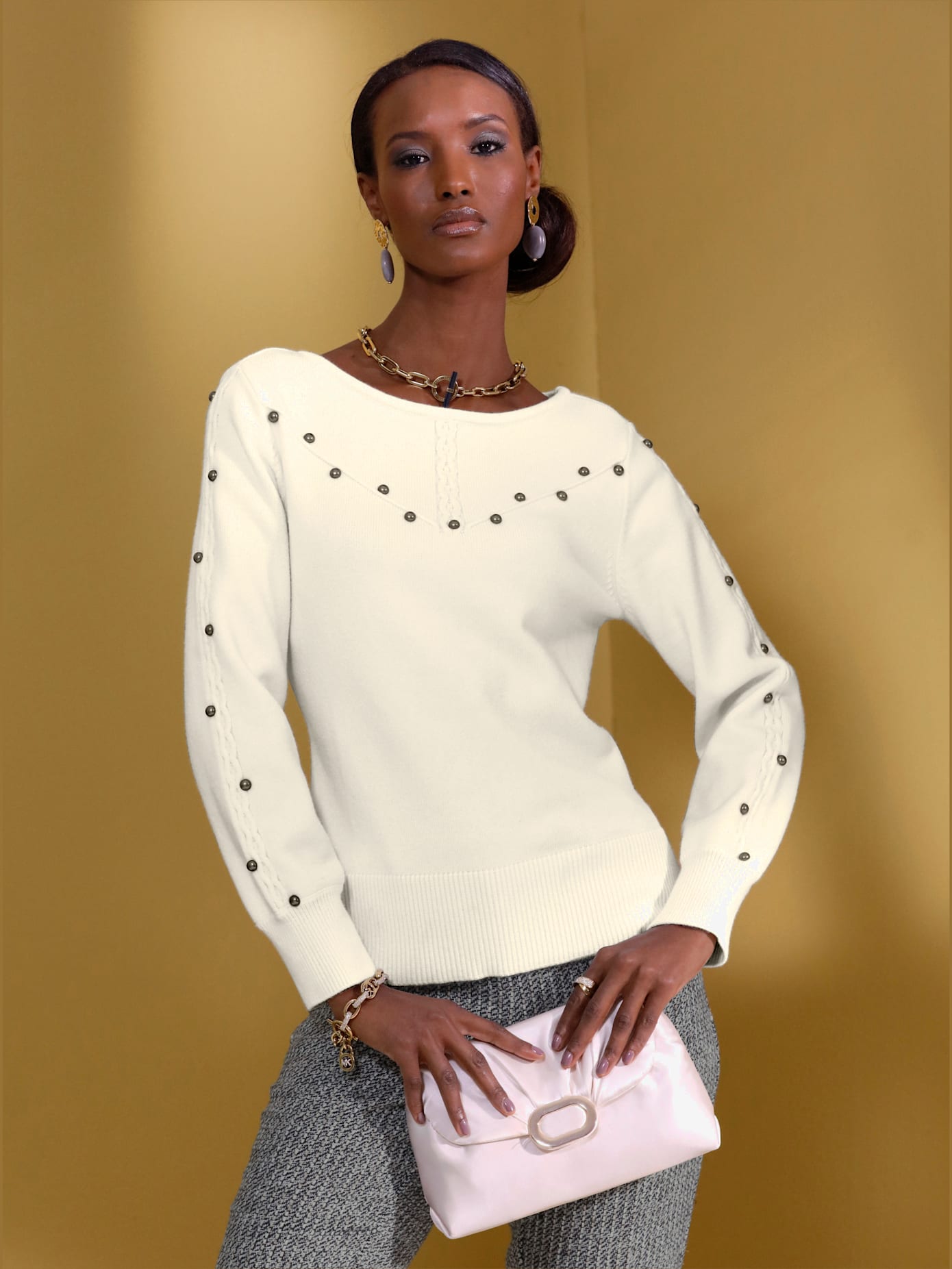 Pull encolure en u féminine