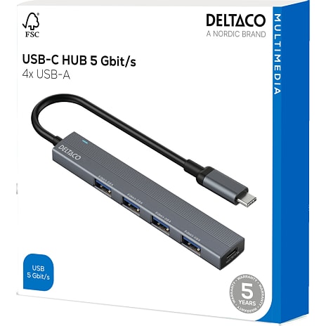 Deltaco USB-C hub 4-port