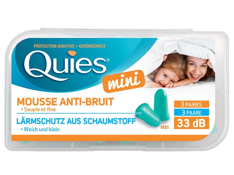 Quies Ohrstöpsel Lärmschutz aus Schaumstoff mini 6 Stück Ohrenstöpsel gegen Lärm aus Schaumstoff für Kinder