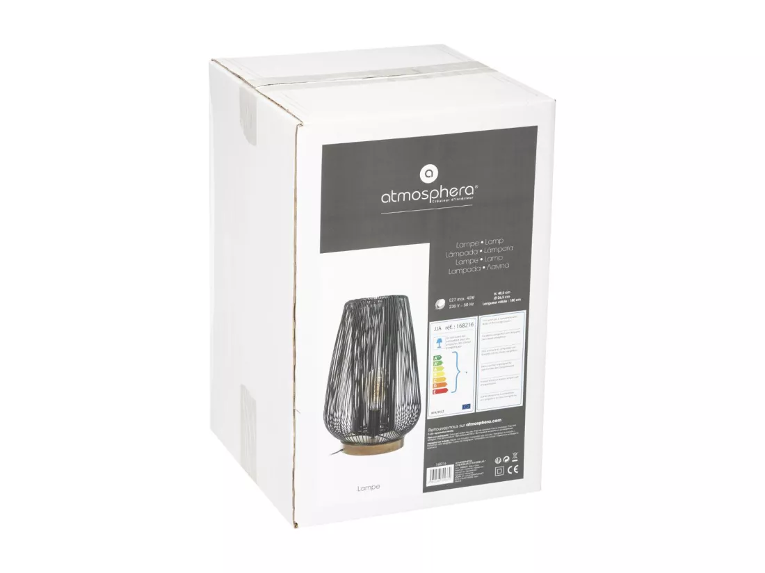 Lampe à poser en Métal filaire Noir H 40.5 cm