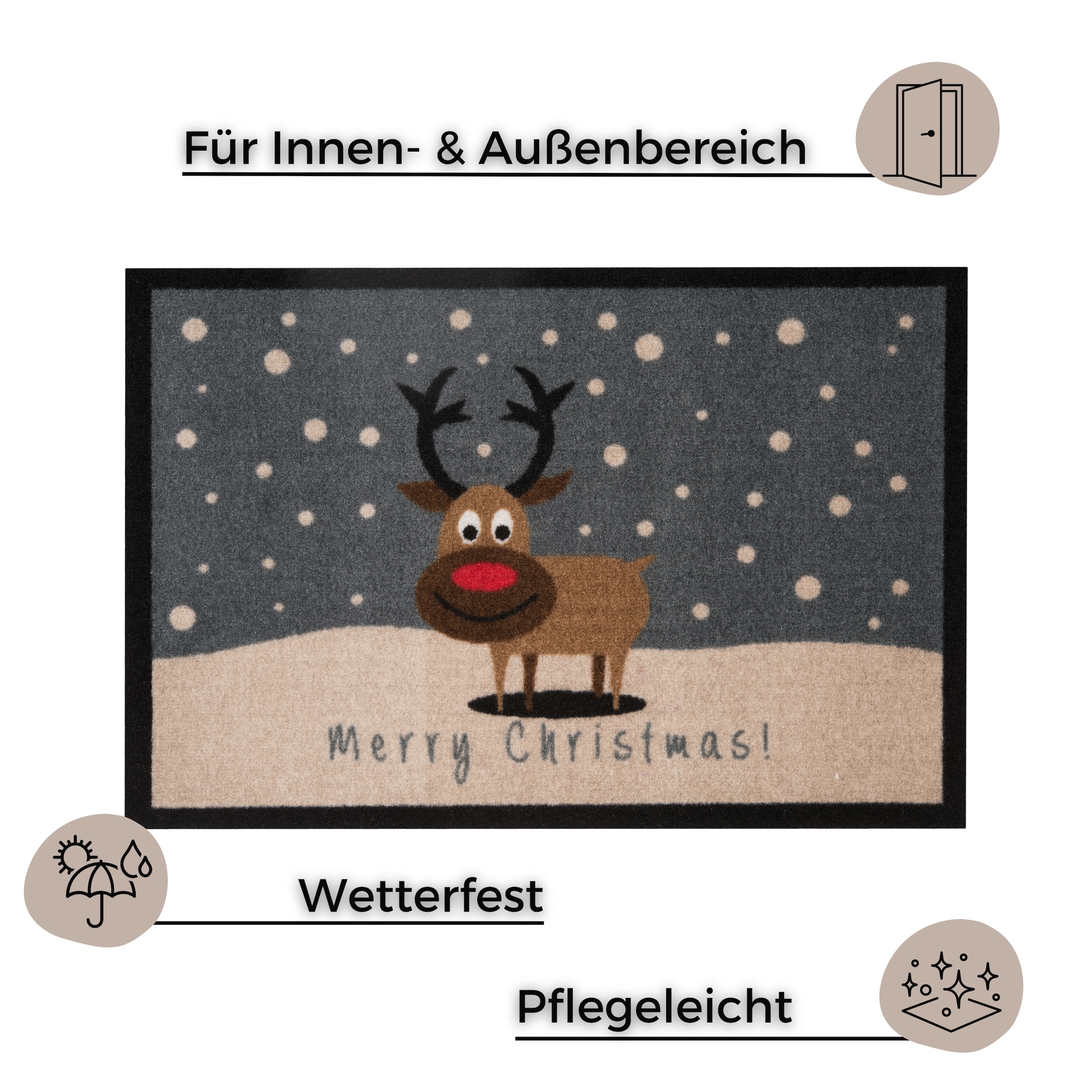 HANSE Home Fussmatte »Christmas Reindeer, Türmatte« rechteckig 7 mm Höhe In- & Outdoor, Rutschfest, Weihnachten, Waschbar, Wetterfest, Flur