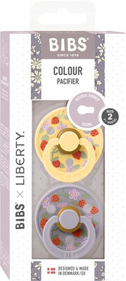 BIBS x Liberty Colour Strawberries Smokk 2-Pakk Lateks Str 2, Pale Butter Mix