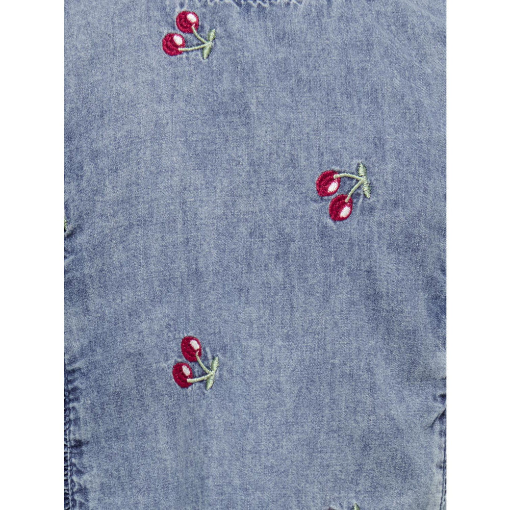 Køb Kids ONLY MINI Medium Blue Denim Cherry Embroidery Dandy Flæse Cherry Top Denim