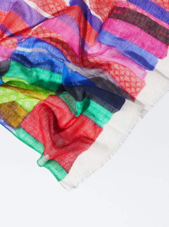 Pañuelo Estampado Con Lyocell - Crudo