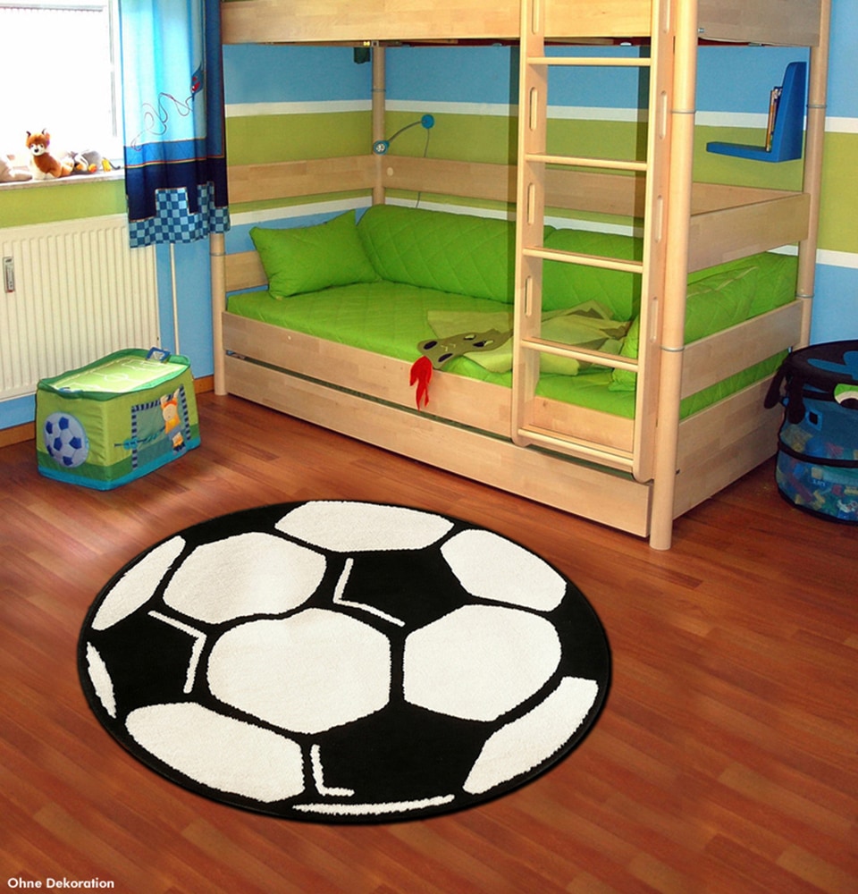 HANSE Home Kinderteppich »Fussball« rund 10 mm Höhe Kinder-Teppich, Rutschfest, Kurzflor, Fussball, Kinderzimmer, Spiel