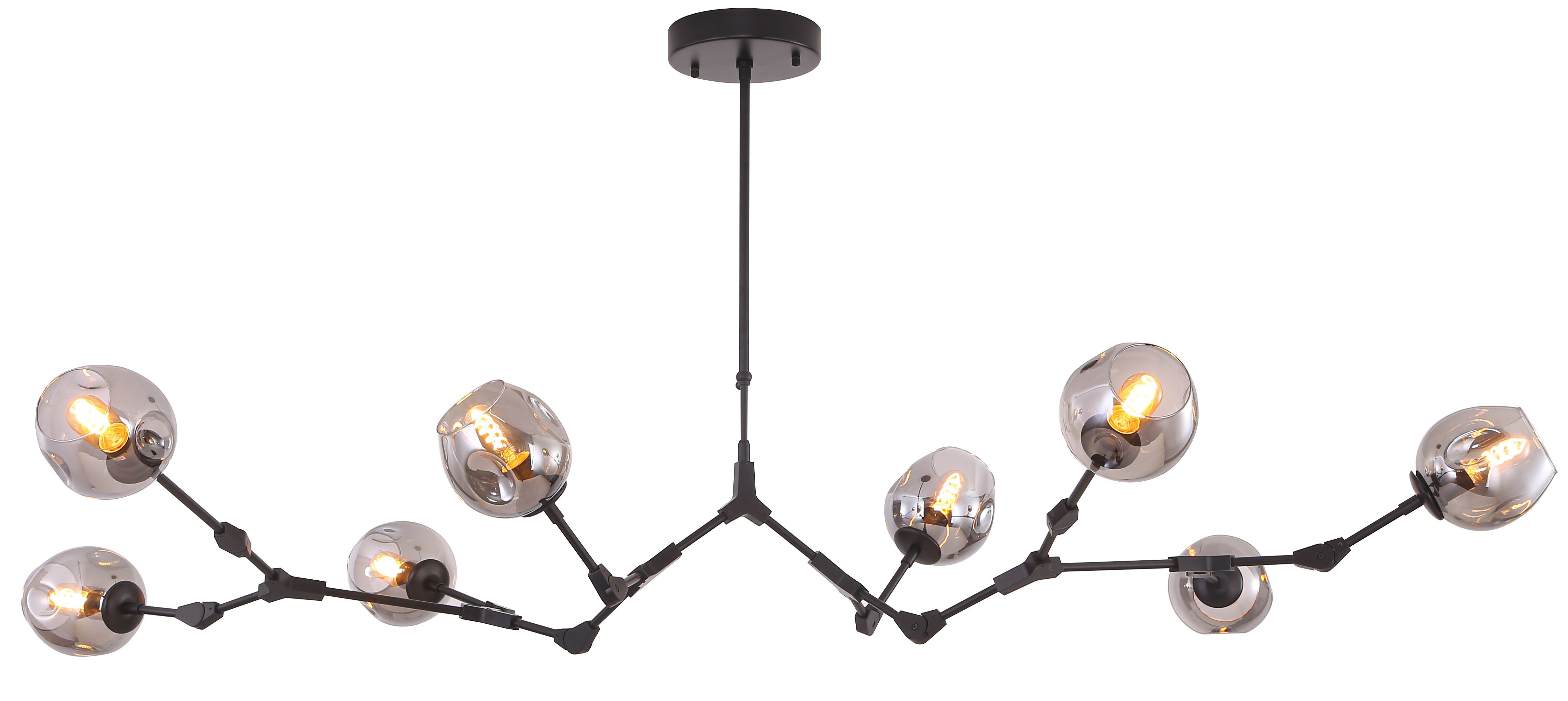 Plafondlamp 8-lichts Zwart Cas B120 x D80 cm