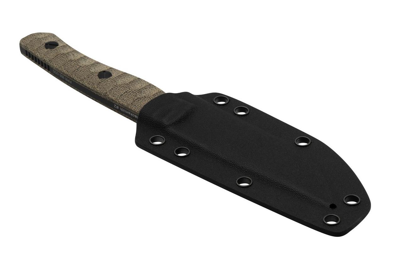 Bestech Heidi Blacksmith #2 Hollow Compound Grind, Black Stonewashed, Canvas micarta BFK04D vaststaand mes