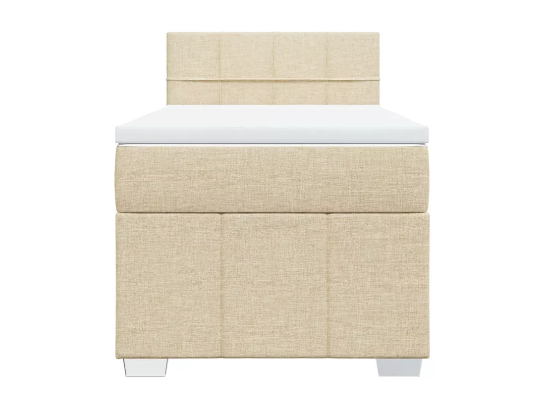 Sommier à lattes de lit et matelas Crème 90x190 cm Tissu