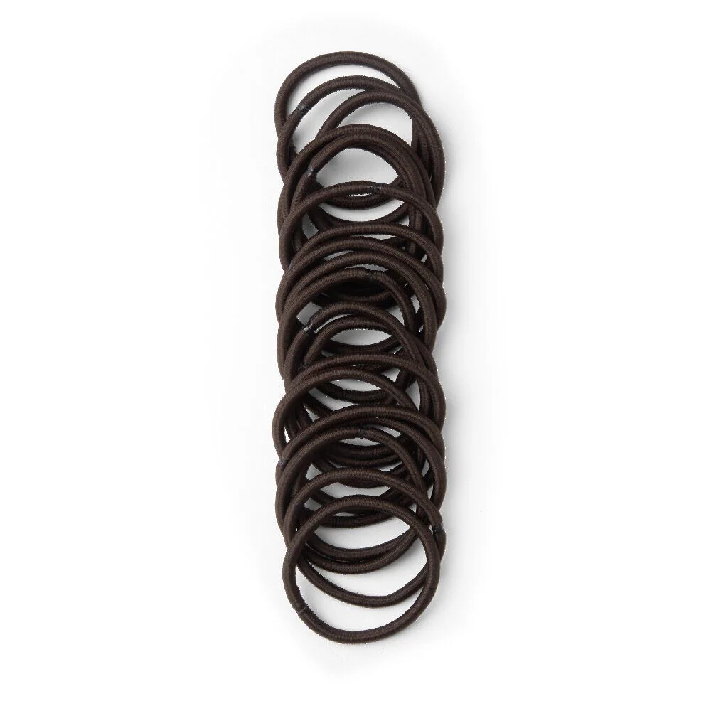 Lot de 15 élastiques à cheveux basiques polyester marron