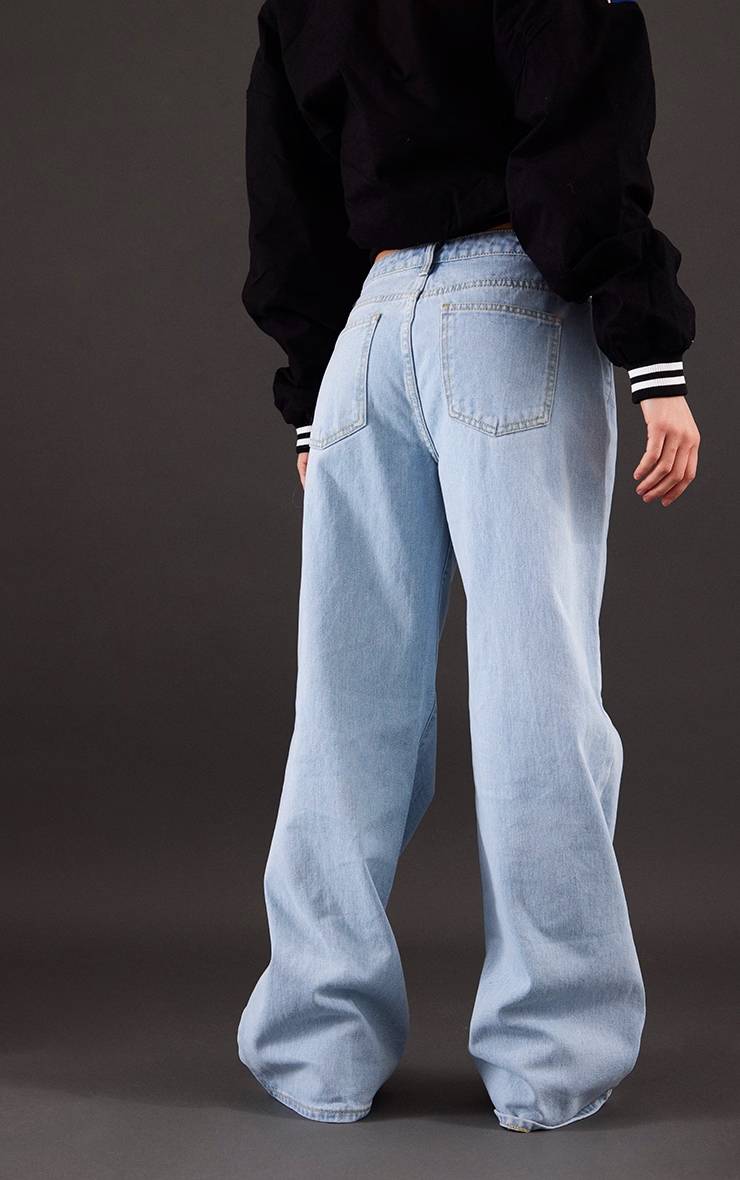 Light Blue Wash Jean Taille Basse Coupe Large