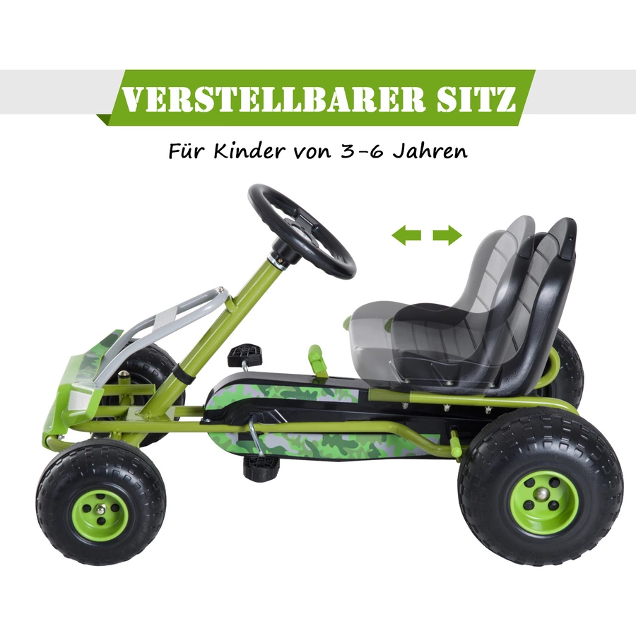 HOMCOM Tretauto mit Handbremse grün