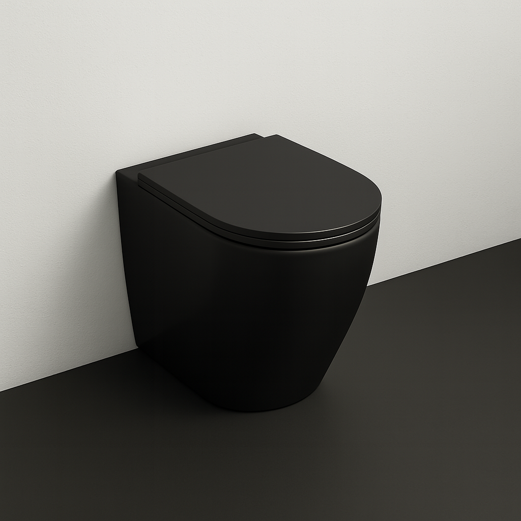 Isvea Infinity staande toiletpot randloos 36.5x52cm zwart mat