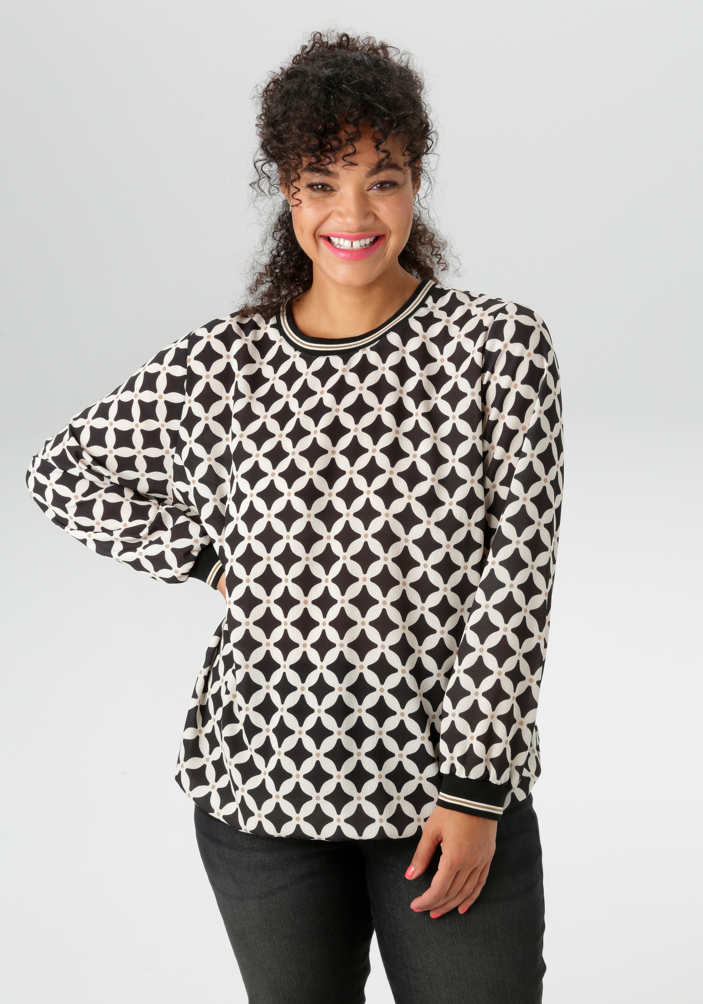 Aniston PLUS Shirtbluse , in Crêpe-Qualität - NEUE KOLLEKTION