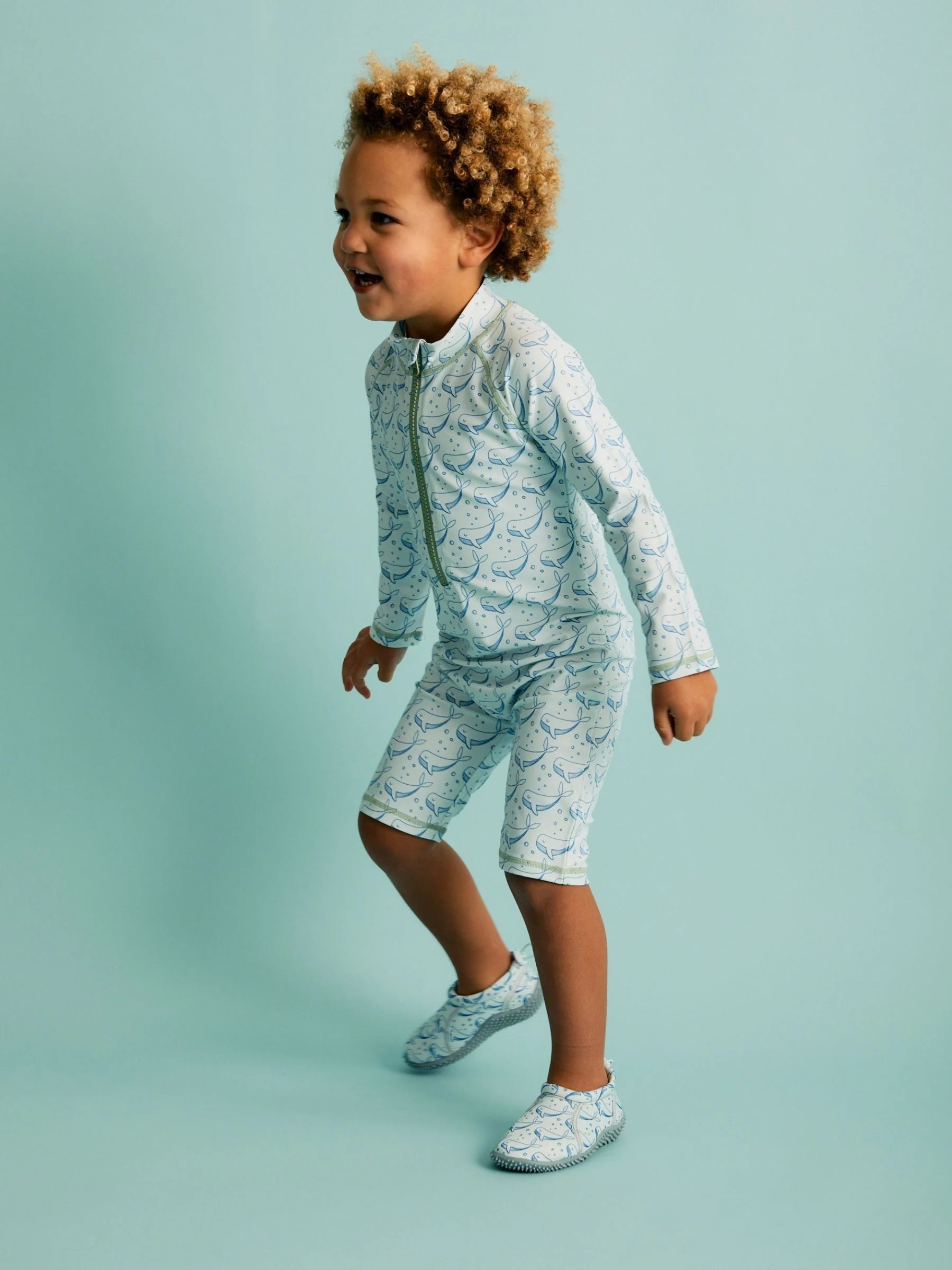 KIDLY BY MORI Blue 3/4 Sleeve Sunsafe Suit
