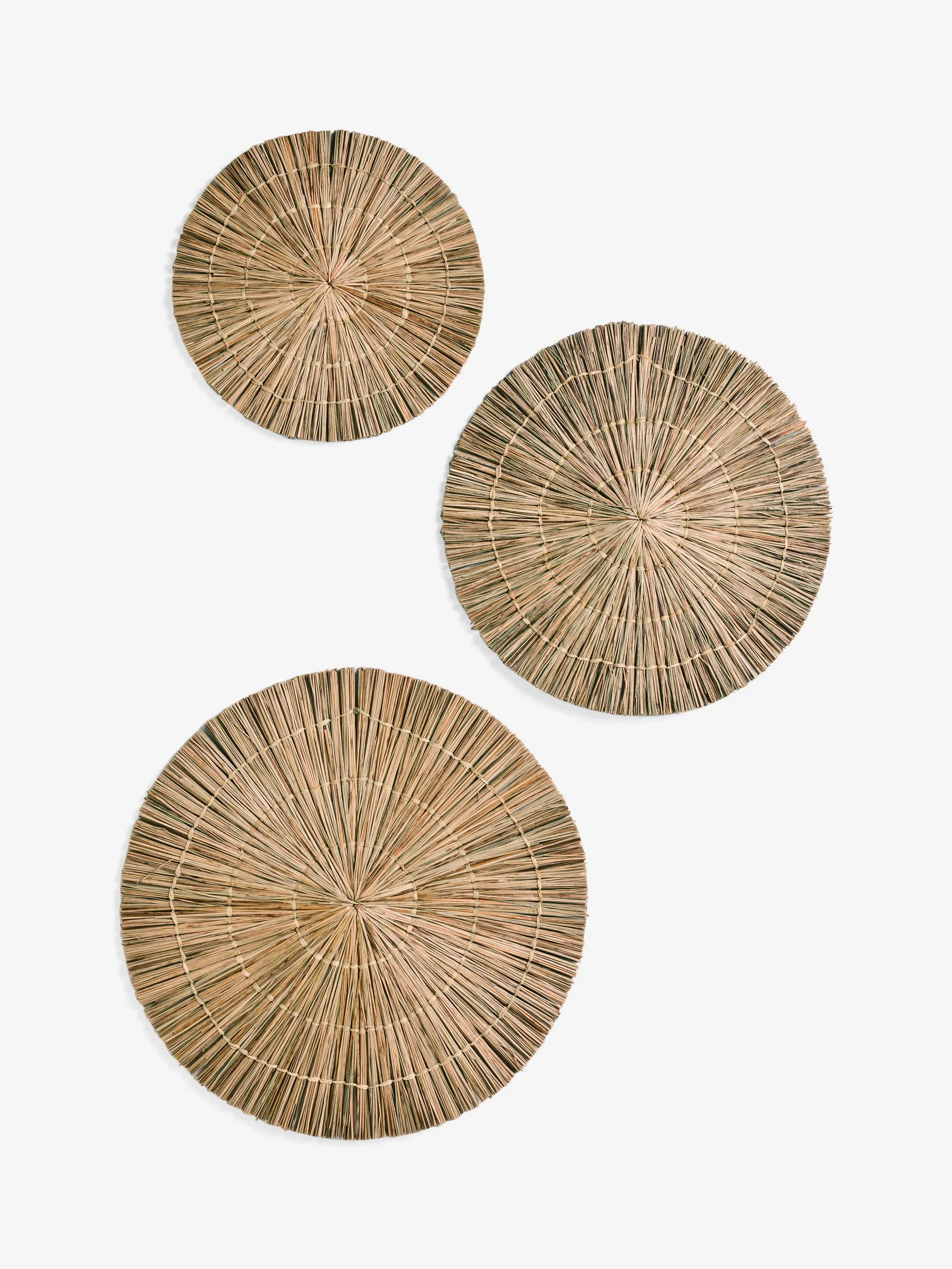 Set van 3 wandplaquettes van geweven rotan