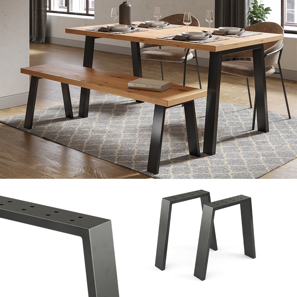 Vicco Loft Tischkufen U-Form 42cm Tischbeine Tischgestell Couchtisch Möbelfüße