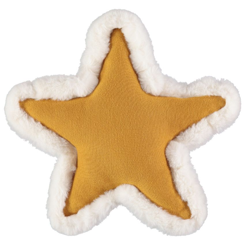 Coussin forme étoile texturée jaune - Moutarde