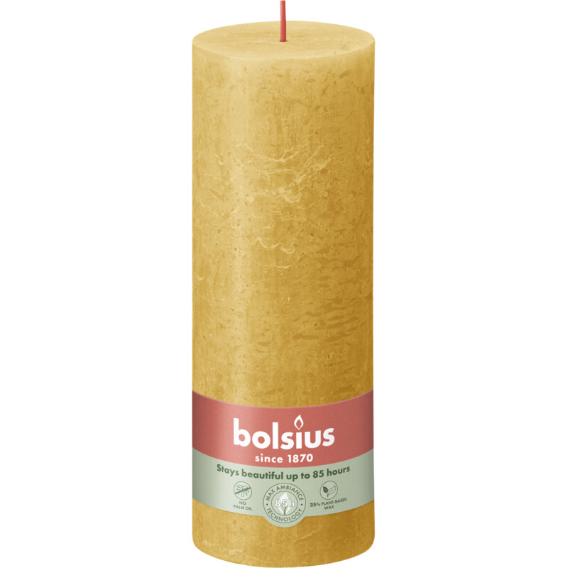 Bolsius Rustieke kaars okergeel 19cm