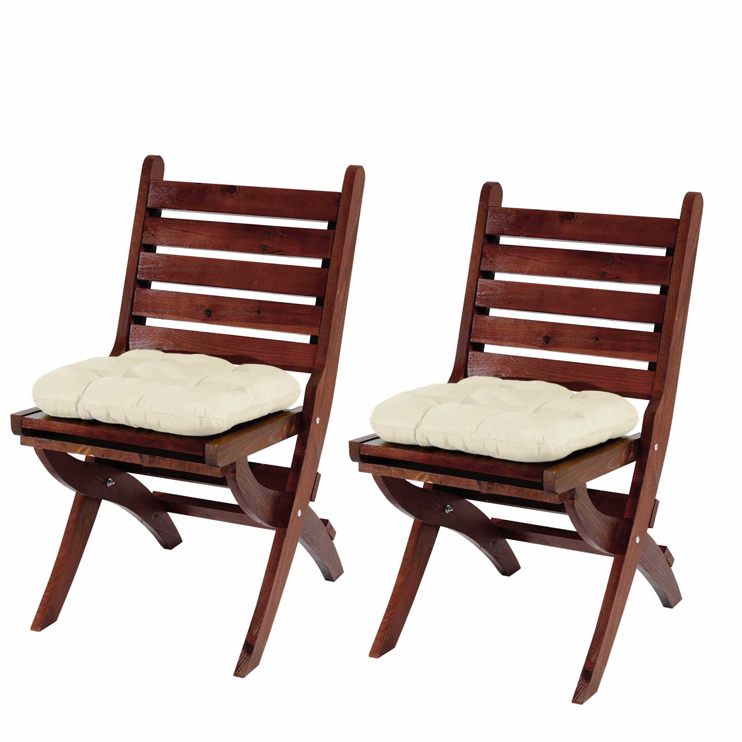 6er-Set Sitzkissen Milano, Stuhlkissen Kissen, 41x38x8cm ~ creme