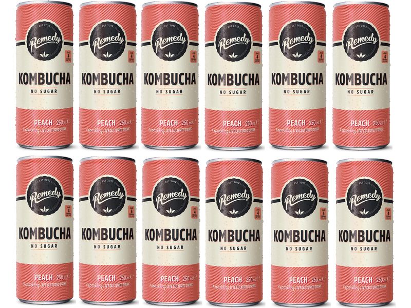 Remedy Peach Kombucha 12 x 0.25 l Kombucha-Teegetränk mit Pfirsichgeschmack