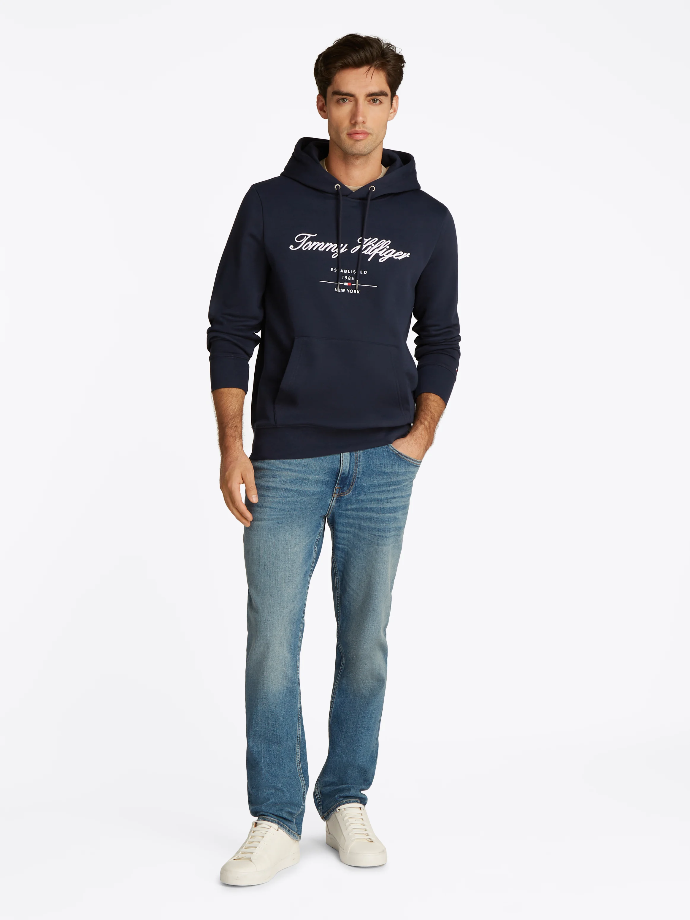Sweat à capuche brodé | Bleu